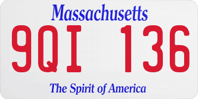 MA license plate 9QI136