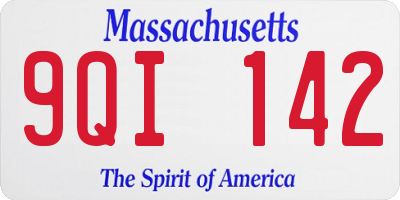 MA license plate 9QI142
