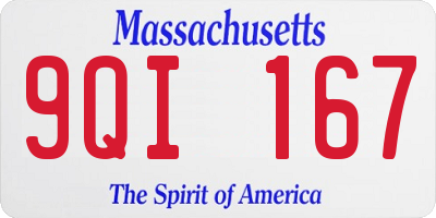 MA license plate 9QI167