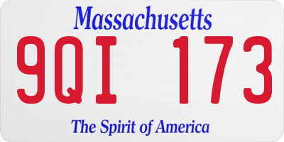 MA license plate 9QI173