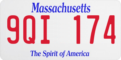 MA license plate 9QI174