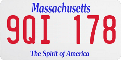 MA license plate 9QI178