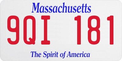 MA license plate 9QI181