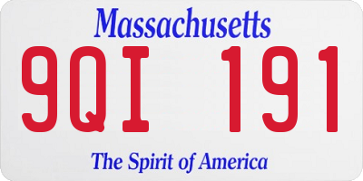 MA license plate 9QI191