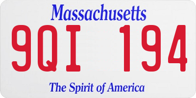 MA license plate 9QI194