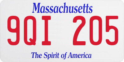 MA license plate 9QI205