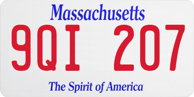 MA license plate 9QI207