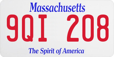 MA license plate 9QI208