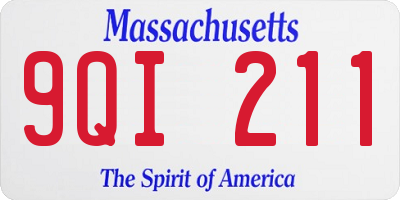 MA license plate 9QI211