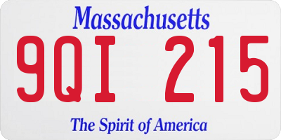 MA license plate 9QI215