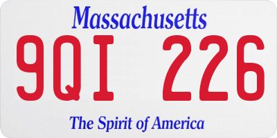 MA license plate 9QI226