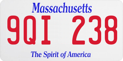 MA license plate 9QI238