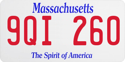MA license plate 9QI260