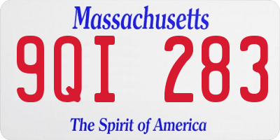 MA license plate 9QI283