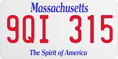 MA license plate 9QI315