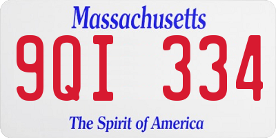 MA license plate 9QI334