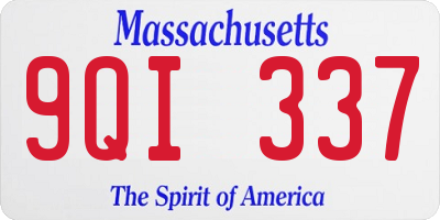 MA license plate 9QI337