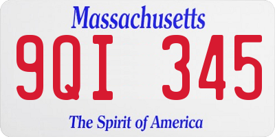 MA license plate 9QI345