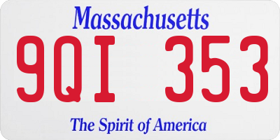MA license plate 9QI353