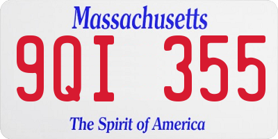 MA license plate 9QI355