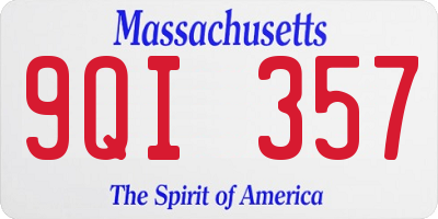 MA license plate 9QI357