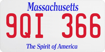 MA license plate 9QI366