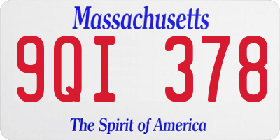 MA license plate 9QI378