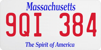 MA license plate 9QI384