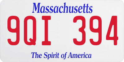 MA license plate 9QI394