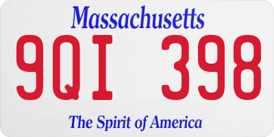 MA license plate 9QI398