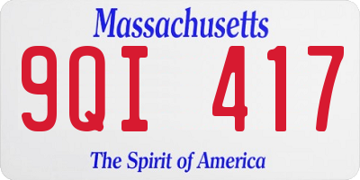 MA license plate 9QI417