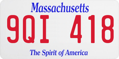 MA license plate 9QI418
