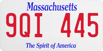 MA license plate 9QI445