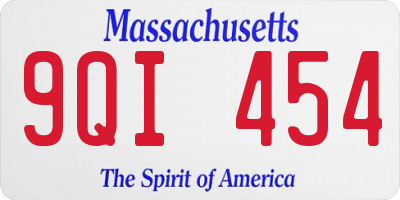 MA license plate 9QI454