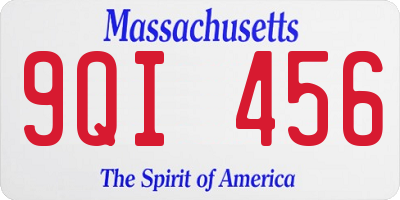 MA license plate 9QI456