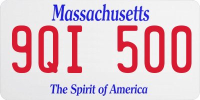 MA license plate 9QI500