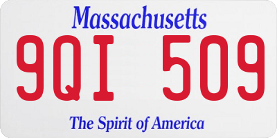 MA license plate 9QI509