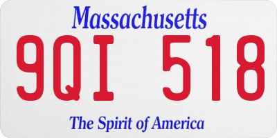 MA license plate 9QI518