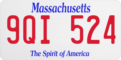 MA license plate 9QI524
