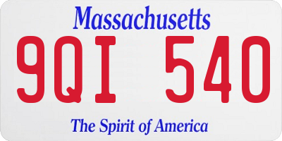 MA license plate 9QI540