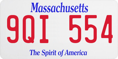 MA license plate 9QI554