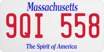 MA license plate 9QI558
