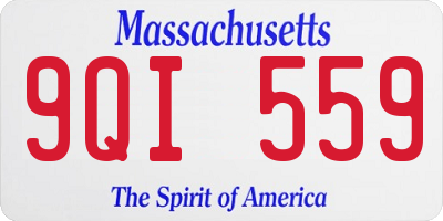 MA license plate 9QI559