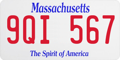 MA license plate 9QI567