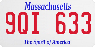 MA license plate 9QI633