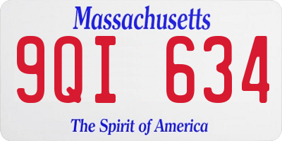 MA license plate 9QI634