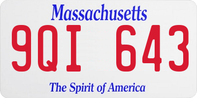 MA license plate 9QI643