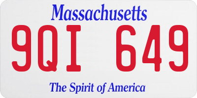 MA license plate 9QI649