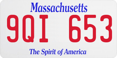MA license plate 9QI653