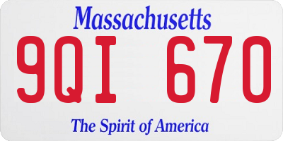 MA license plate 9QI670